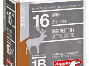 Aguila High Velocity Shotshells 16 ga 2-3/4" 1-1/8oz 1250 fps #1 Buck 25/ct