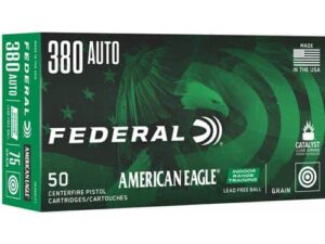 Federal American Eagle IRT Lead Free Handgun Ammuntion .380 Auto 75gr 890 fps 50/ct