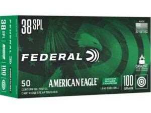 Federal American Eagle IRT Lead Free Handgun Ammuntion .38 Spl 100gr FMJ 50/ct