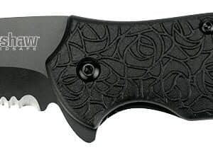 Kershaw Kuro Tanto Knife - Black / Partially Serrated