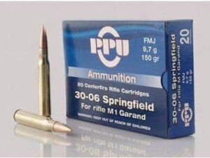 PPU Rifle Ammunition .30-06 Springfield 150 gr FMJ 2745 fps 500/ct