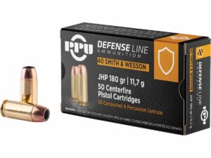 PPU Handgun Ammunition .40 S&W Auto 180 gr JHP 967 fps 50/ct