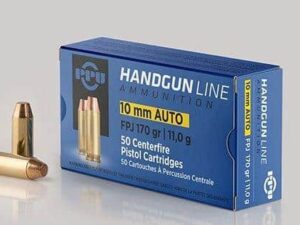 PPU Handgun Ammunition 10mm Auto 170 gr FPJ 1115 fps 50/ct