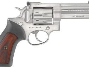 RUGER GP100 357MAG 4.20" ADJ. - SS RUBBER W/HARDWOOD 7-SHOT