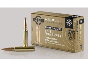 PPU Match Rifle Ammunition 8mm Mauser Match 200 gr FMJ 2300 fps 20/ct