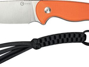 CIVIVI KNIFE TIMBERBARK 3.2" - FIXED ORANGE/SATIN G10 STNWASH