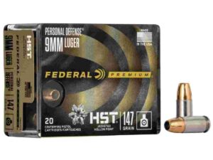 Federal Personal Defense HST Handgun Ammunition 9mm Luger 147 gr. JHP 1000 fps 20/ct