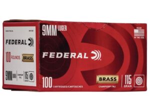 Federal Champion Training Handgn Ammuntion 9mm Luger 115 gr FMJ 1125 fps 100/ct
