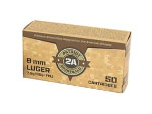 Patriot Sports Brass Case Handgun Ammunition 9mm Luger 115gr FMJ 1230 fps 1000/ct (20-50/ct Boxes)