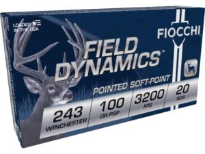 Fiocchi Field Dynamics Rifle Ammunition .243 Win 100 gr PSP 3200 fps 20/ct