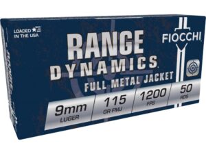 Fiocchi Pistol Shooting Dynamics Handgun Ammunition 9mm Luger 115 gr FMJ 1200 fps 1000/ct