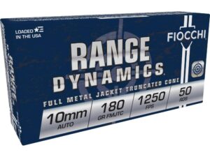 Fiocchi Handgun Ammunition 10mm Auto 180gr FMJTC 1250 fps 50/ct