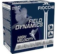 Fiocchi Field Dynamics Shotshells 12 ga 2-3/4" 1-1/4 oz 1330 fps #6 25/rd