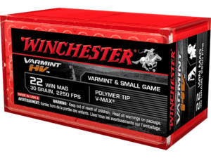 Winchester Varmint High Velocity Rimfire Ammunition .22 WMR 30 gr. V-Max 2250 fps 50/ct