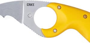 CRKT BEAR CLAW 2.39" YELLOW W/ - VEFF SERRATIONS BELT CLIP