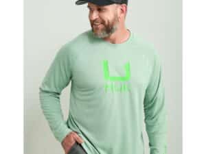 Huk Icon Crew Long Sleeve Shirt Fog Green L