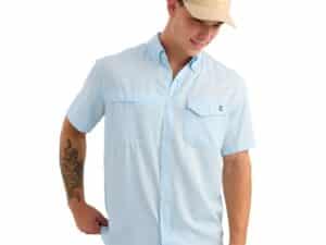 Huk Tide Point Short Sleeve Button Down Shirt Coastal Drift XL