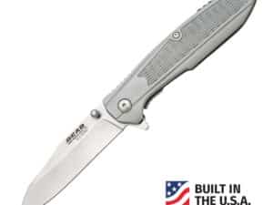 Bear & Son Frame Lock Folding Knife 3-1/4" Reverse Tanto Blade Grey