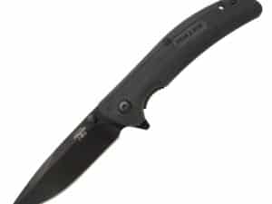 Bear & Son Sideliner Folding Knife 3-3/4" Drop Point Blade Black Zytel with Flipper
