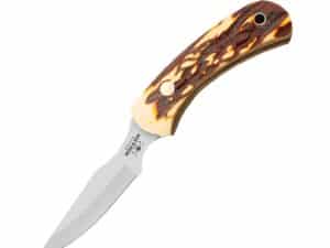 Bear & Son Ergonomic Caper Fixed Knife 2-1/2" Clip Point Blade Stag Delrin with Leather Sheath