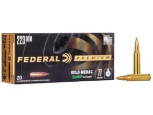 Federal Premium Gold Medal Sierra MatchKing Rifle Ammunition .223 Rem 77 gr BTHP 2720 fps - 20/ct