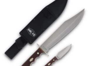 Old Timer Bowie Fixed Blade Combo 10" Bowie Blade 3-1/2" Skinner Blade Brown