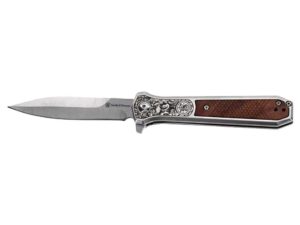 Smith & Wesson KT Unwavered Spring Assist Folding Knife 3-1/5" Dagger Blade Silver with Brown Box