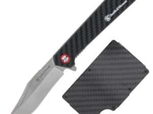 Smith & Wesson Folding Knife and Wallet Combo 3-3/10" Clip Point Blade Black
