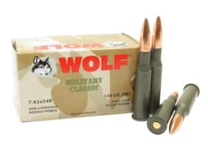 Wolf Military Classic Rifle Ammunition 7.62x54R 148gr FMJ 2740 fps 20/ct