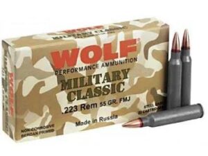 Wolf Military Classic Rifle Ammunition .223 Rem 55 gr FMJ 3241 fps 500/ct Case