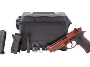 Beretta M9A4 Overland 9MM pistol in Clay finish, showcasing its rugged design and outdoor readiness