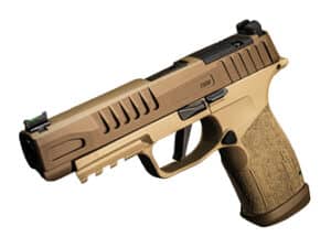 SIG P365 FUSE 9MM pistol with 21-round magazine in two-tone tan finish