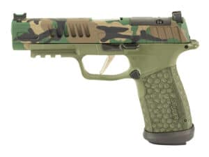 SIG P365 FUSE 9MM handgun with 21 round magazine and Woodland Camo finish