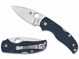 Spyderco Native 5 folding knife with blue G-10 handle and 3 inch blade, ideal for outdoor and everyday use