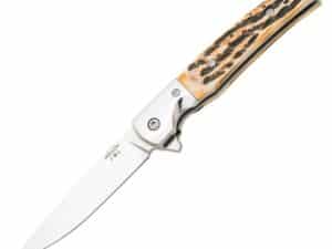 Bear & Son Rancher Sideliner Folding Knife 3-3/8" Drop Point Blade Stag Bone