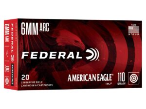 Federal American Eagle Rifle Ammunition 6mm Arc 110gr TMJ 2550 fps 20/ct