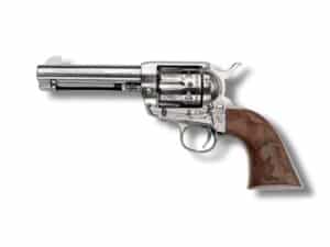 EMF Cowpoke Revolver .45 Colt 6rd Capacity 4.75" Barrel Nickel Finish Engraved Cowhide Walnut Grip