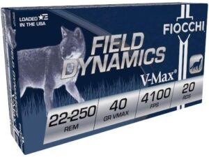 Fiocchi Field Dynamics Rifle Ammunition .22-250 Rem 55gr V-MAX 3650 fps 20/ct