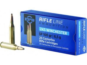 PPU Rifle Ammunition .243 Win 100 gr SP 2960 fps 20/ct