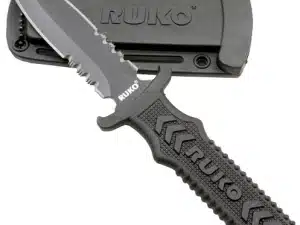RUKO FIXED BLADE BOOT KNIFE 4" - SPEAR SERRATED CLAMSHELL