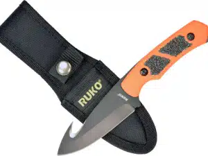 RUKO FIXED BLADE SKINNER 3.25" - BLAZE ORANGE HANDLE CLAMSHELL