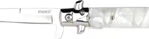 RUKO FOLDER SPRING ASSISTS 4" - WHITE PEARL ACRYLIC HANDLE