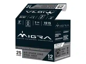 Migra Steel Waterfowl Stacked Shotshell 12ga 3" 1-1/4 oz 1515 fps #4 & #6 25/ct