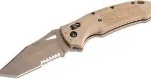 Hogue Sig Sauer K320 M17 Serrated Folding Knife - Tanto ABLE Lock Coyote Tan PVD - 3 1/2" Blade