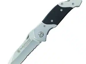 Smith & Wesson First Responder Folding Knife 3-3/10" Serrated Drop Point Blade Black Silver