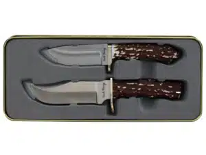 Uncle Henry Fixed Combo Gift Tin Set 2 Knives 3-1/4" Drop Point Blade 4-1/4" Blade